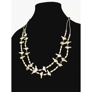 VTG Zuni Birds Necklace Double Strand Mother of Pearl Carved Fetish Southwestern